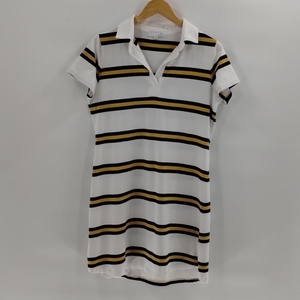 Ten Sixty Sherman polo shirt dress striped size large white blue and yellow
